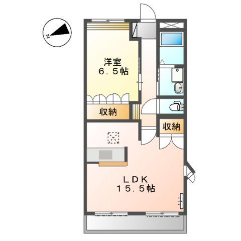 アイリス大鐘(1LDK/1階)の間取り写真