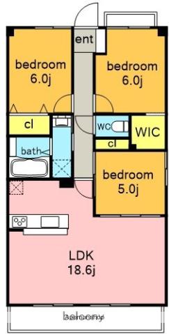 パラドール デ カミヤシロ(3LDK/2階)の間取り写真