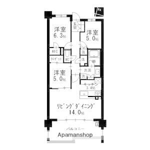 プラウド星ヶ丘(3LDK/2階)の間取り写真