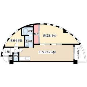 シーズンコート神丘 (2LDK/4階)の間取り写真