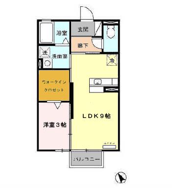 グランディールⅡA(1LDK/2階)の間取り写真