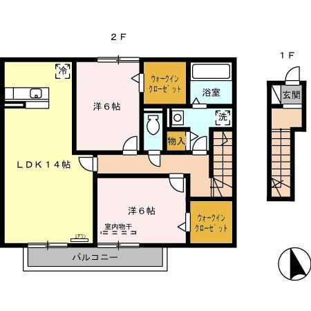 ビオトープ(2LDK/2階)の間取り写真