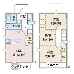 名古屋市東山線 藤が丘駅(愛知) 徒歩24分 2階建 築1年(3LDK)の間取り写真