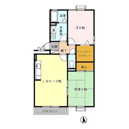 サクセス岩崎台 C棟(2LDK/2階)の間取り写真