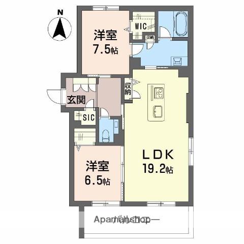 ウィステリア・ステージ真栄(2LDK/4階)の間取り写真