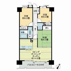 ライオンズマンション一社東(3LDK/2階)の間取り写真