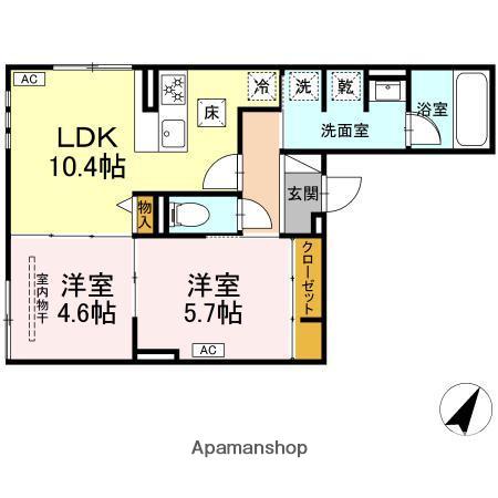 ルサンティエ一社(2LDK/2階)の間取り写真