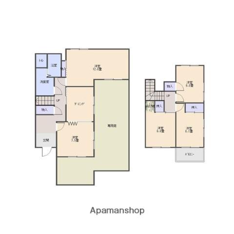 愛知県名古屋市名東区 2階建 築44年(5DK)の間取り写真