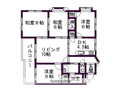 稲舟マンション(4LDK/1階)の間取り写真