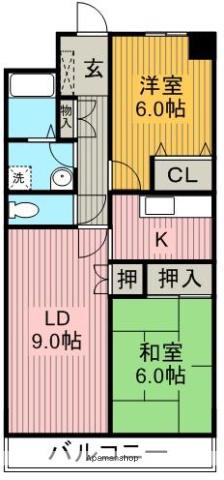 スカイアークビル(2LDK/11階)の間取り写真