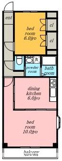 三徳香久山@(2DK/1階)の間取り写真