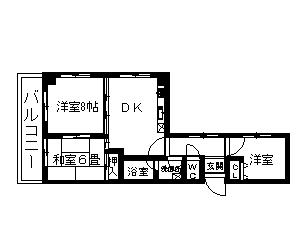 つつじヶ丘パークマンション(3DK/5階)の間取り写真
