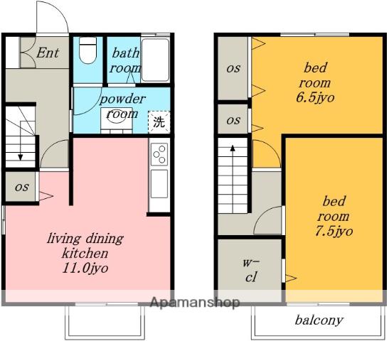 ウィルコート岩根．(2LDK)の間取り写真