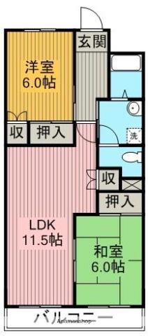 レジデンス香久山(2LDK/2階)の間取り写真