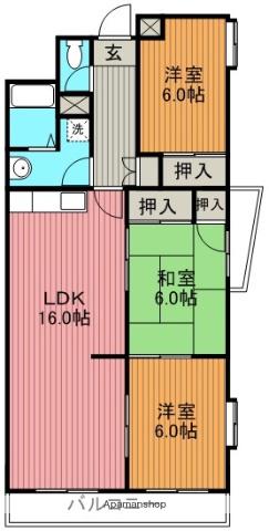 ヒルズ富士(3LDK/2階)の間取り写真