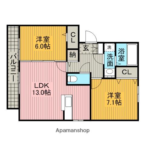 グランドシャトー長久手南(2LDK/3階)の間取り写真