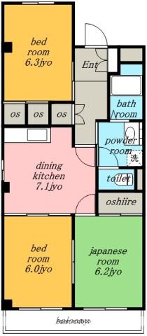 フォーシーズンA(3DK/3階)の間取り写真