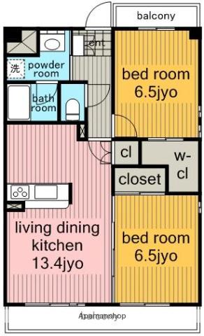 エクセル新宿(2LDK/3階)の間取り写真