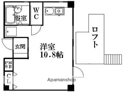 名古屋市東山線 池下駅 徒歩2分 4階建 築18年(1K/4階)の間取り写真