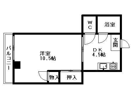 親和ビル(1DK/3階)の間取り写真