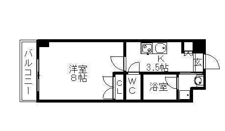 タウンライフ朝日が丘(1K/5階)の間取り写真