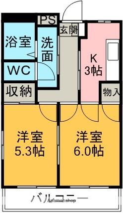 メディオ JUN(2K/2階)の間取り写真