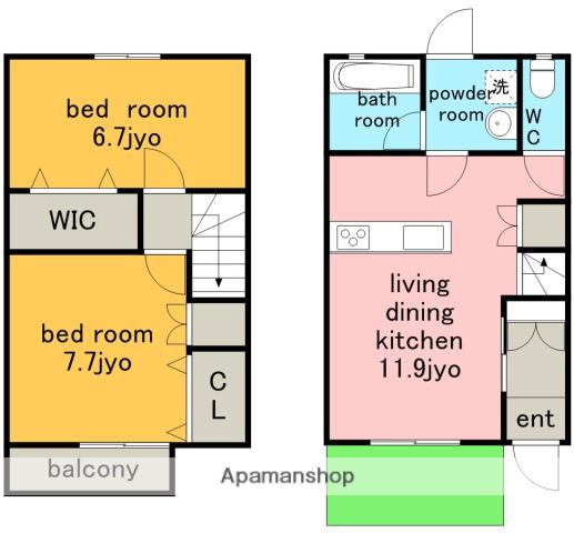 フィオーレ豊が丘(2LDK)の間取り写真