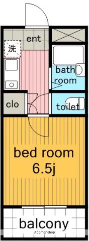 ラポール川本(1K/2階)の間取り写真