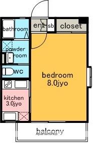 名鉄瀬戸線 三郷駅(愛知) 徒歩15分 3階建 築24年(1K/3階)の間取り写真