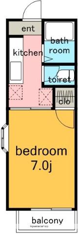 タウニー照が丘(1K/2階)の間取り写真