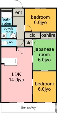 ハビテーション(3LDK/6階)の間取り写真