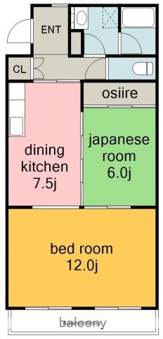 グリーンパークマンション(2DK/4階)の間取り写真