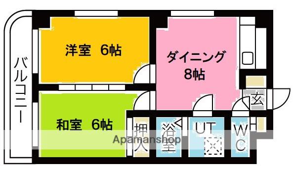 フォンテ名昭(2DK/3階)の間取り写真