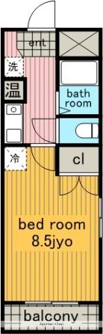 レナ三宅(1K/2階)の間取り写真