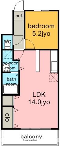 セゾンプランドール晴丘(1LDK/4階)の間取り写真