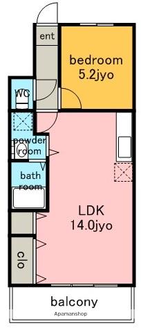 セゾンプランドール晴丘(1LDK/2階)の間取り写真