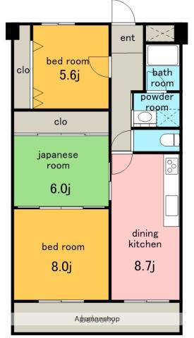 サンシャイン白山(3DK/5階)の間取り写真