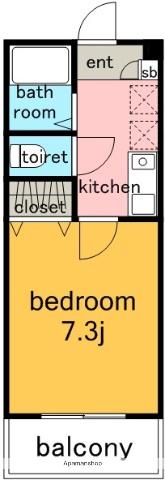 メゾンテンペル(1K/2階)の間取り写真