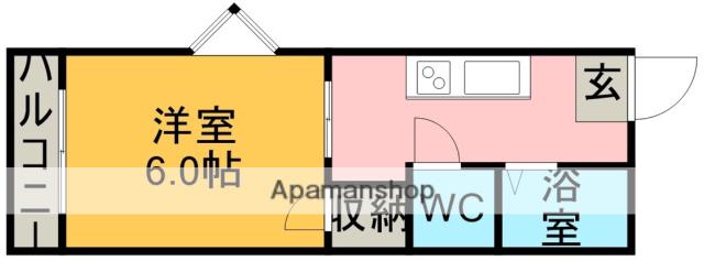 リベール名東(1K/1階)の間取り写真