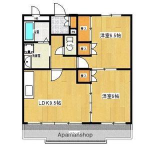 サンフラワーハイツB(2LDK/1階)の間取り写真
