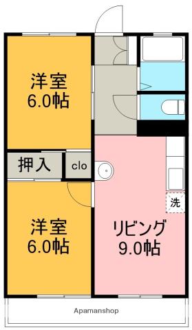 アラカワハイツ(2DK/2階)の間取り写真