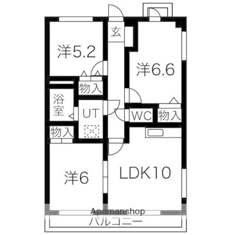 プロクシー貴船(3LDK/3階)の間取り写真