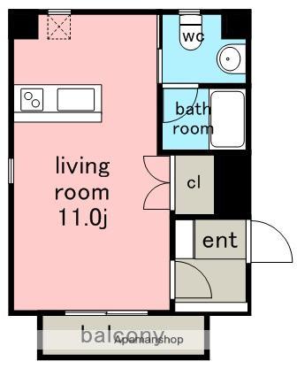 MARCHEⅢ(1K/4階)の間取り写真