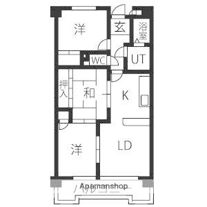 アルカディアⅡ牧の里(3LDK/1階)の間取り写真