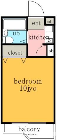 ジョイフル宝が丘(ワンルーム/3階)の間取り写真