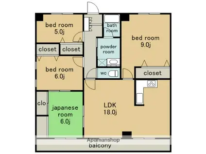 パティーナ社台(4LDK/4階)の間取り写真