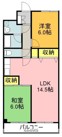 アイサンビル(2LDK/7階)の間取り写真