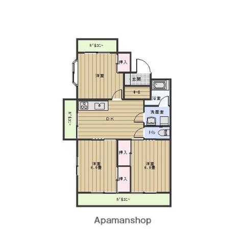 ライフ新緑(3DK/2階)の間取り写真