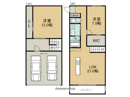 グリシーヌⅡ(2LDK/1階)の間取り写真