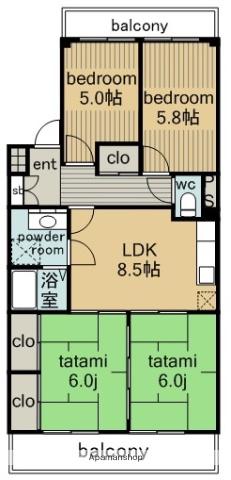 アメニティ真栄(4DK/2階)の間取り写真